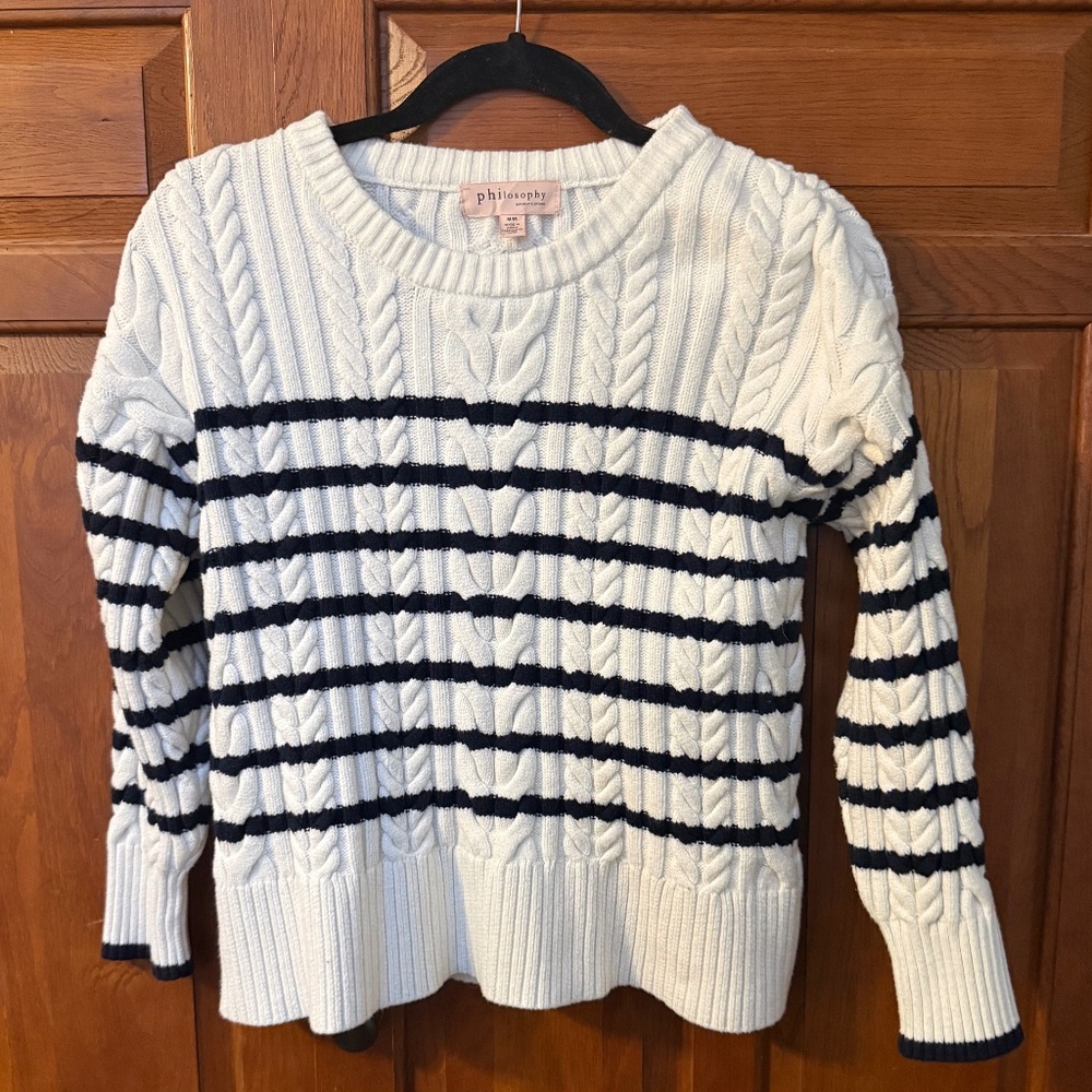 Philosophy Cable Knit Striped Sweater. Pre owned.